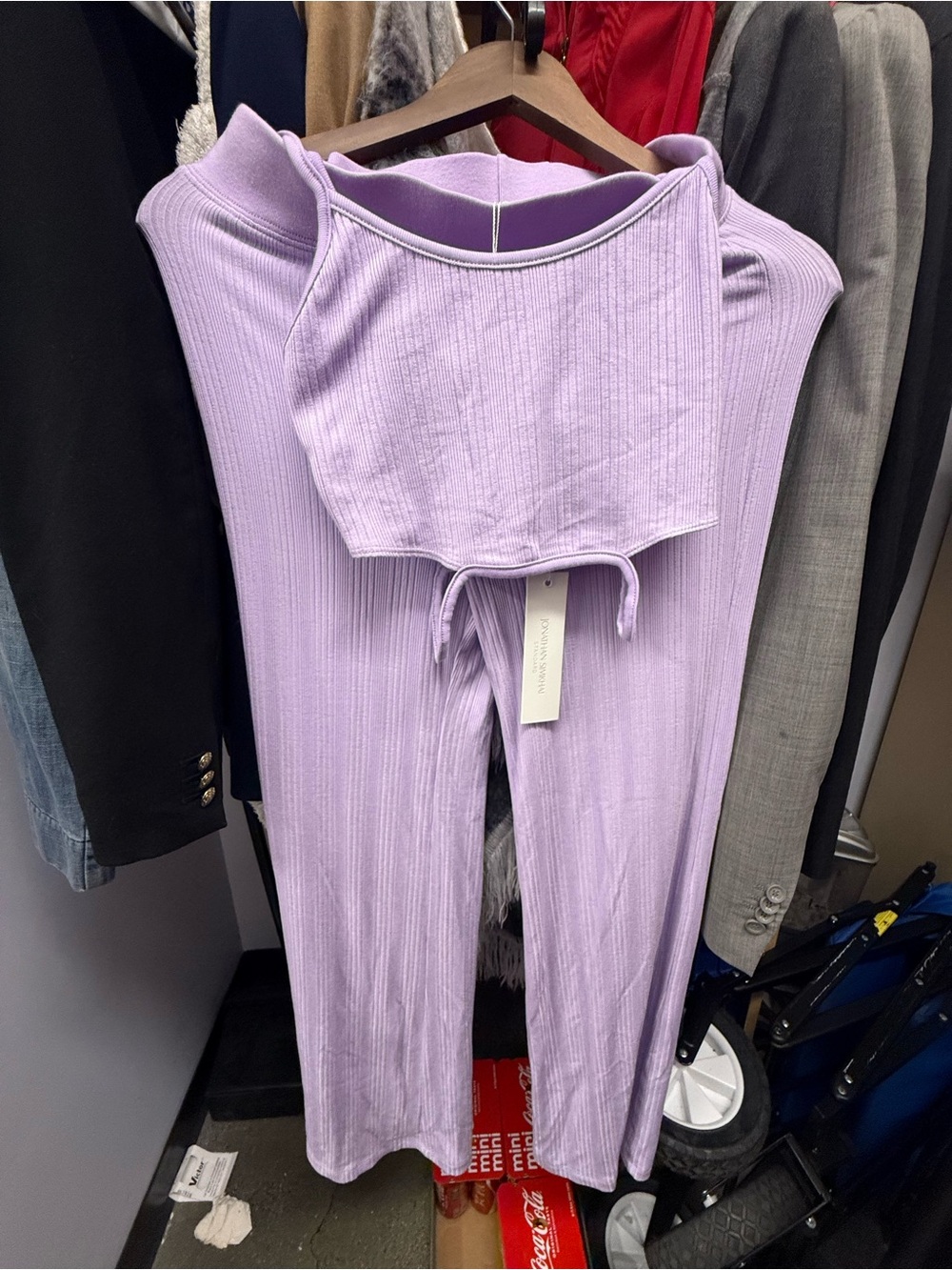 Jonathan Simkhai Lilac Ribbed Knit Set - Crop Top & Pants New w tags